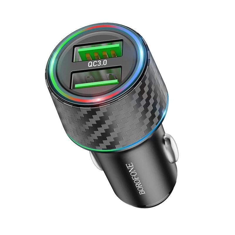 Автомобільний зарядний пристрій BOROFONE BZ21A Brilliant 36W dual port QC3.0 car charger Black Київ - фото 8
