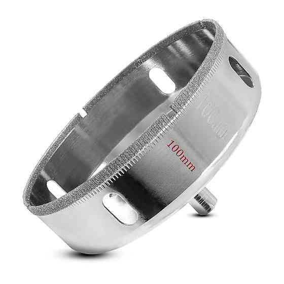 Алмазна коронка 100 мм по плитці/керамограніту/склу, під дриль, хвостовик 9,5 мм, з бічними вікнами (623296708) Київ