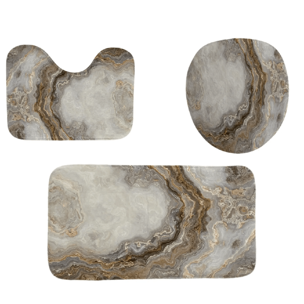 Набір килимків і шторки для ванної кімнати та душу, комплект шторки і килимки у ванну, коричневий колір Кам'янець-Подільський - фото 6