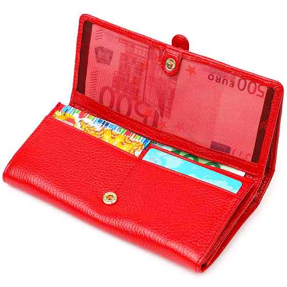 Яркий женский кошелек с большим количеством отделений из натуральной кожи Tony Bellucci 21957 Красный Киев