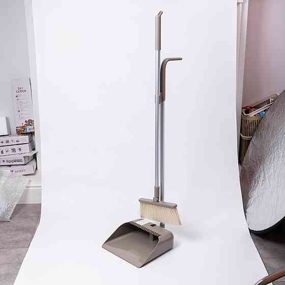 Набір віник і совок на довгій ручці для підлоги 25×24×100 см щітка віник для прибирання Сірий HP-45-15G Київ