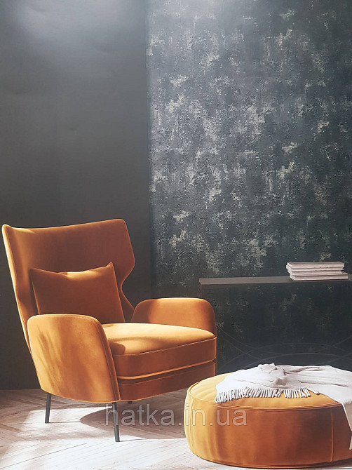 Шпалери вінілові на флізеліні AS creation Attico1.06х10 під штукатурку структурні чорні золотисті Київ - фото 1