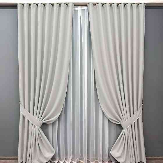 Комплект штор VR-Textil Блекаут двосторонній Scandi № 1903ш Димчасто-білий 200х270 см 2 шт (32-262) Київ