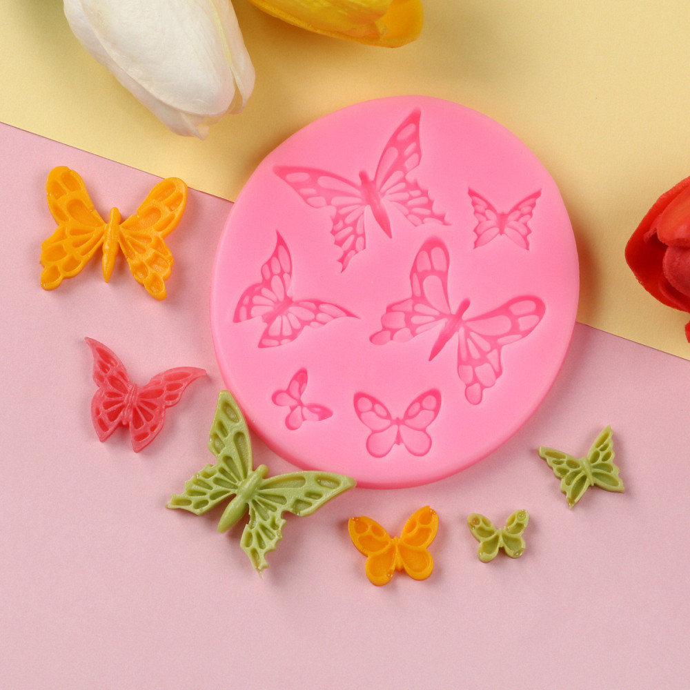 Молд силіконовий Метелики 83 на 75 мм рожевий Київ - фото 8