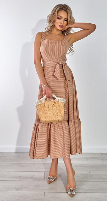 Бежевое платье в полоску (48) Киев - изображение 2