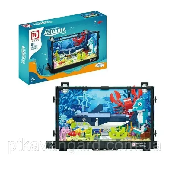 Конструктор акваріум 3D з акулою крабом морським коником 648 деталей підсвічування 7020 Хмельницький