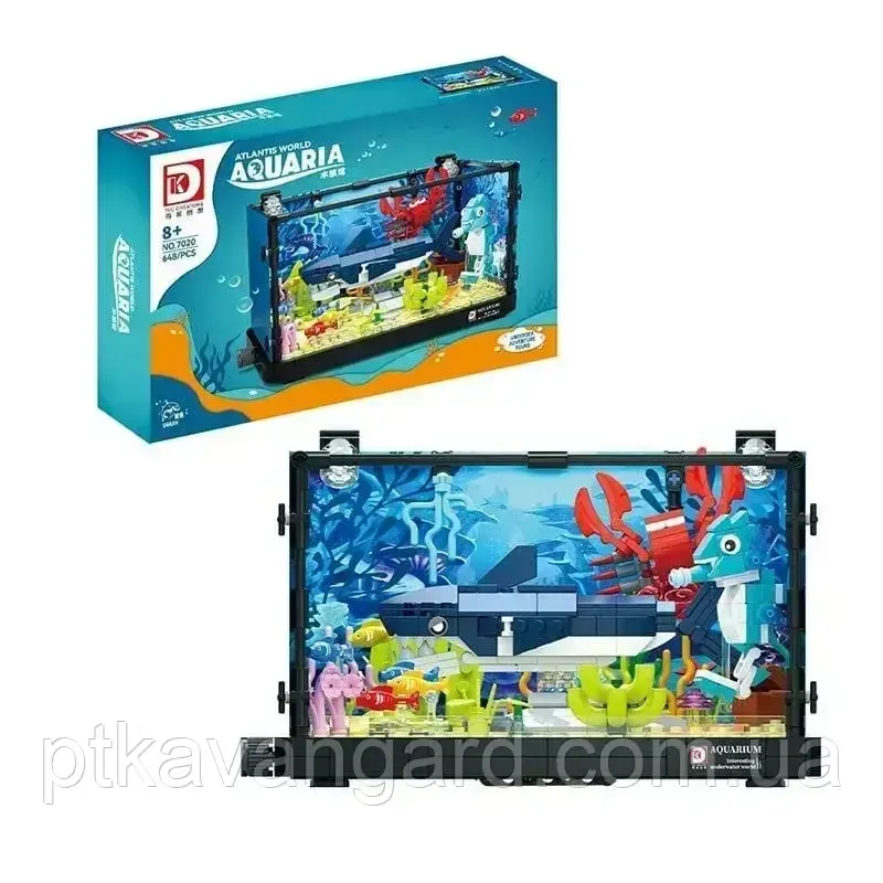 Конструктор акваріум 3D з акулою крабом морським коником 648 деталей підсвічування 7020 Хмельницький - фото 3