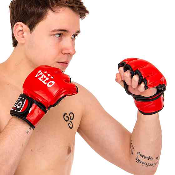 Рукавички для змішаних єдиноборств MMA шкіряні VELO ULI-4035 розмір S-XL кольори в асортименті Рукавички для боксу та єдиноборств Київ
