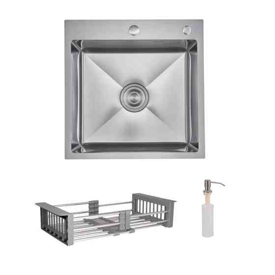 Мийка для кухні інтегрована Lidz Decor Honeycomb 2,5/0,5 мм з кошиком та дозатором в наборі Київ