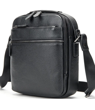 Чоловіча сумка через плече Tiding Bag (23 х 26 х 8 см) барсетка з натуральної шкіри Чорний Вінниця