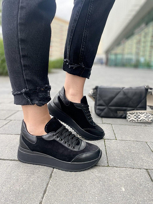 Mermaid Кросівки жіночі Mermaid чорні шкіра + замша весна-осінь (5155) Коломия - фото 9