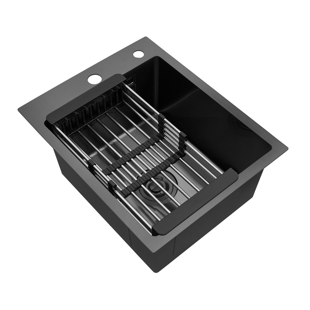 Кухонная мойка Kroner KRP PVD Schwarze - 4050HM (3,0/1,0 мм) графит Киев - изображение 4