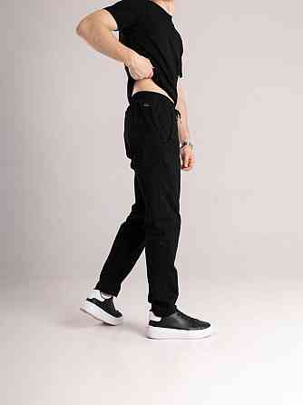 Мужские черные брюки демисезонные котоновые прямого кроя Pobedov Step Киев