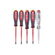 Набір викруток MILWAUKEE, VDE діелектричних (5шт), (SL3/SL4/PZ1/PZ2 / викрутка-тестер) Одесса - изображение 2