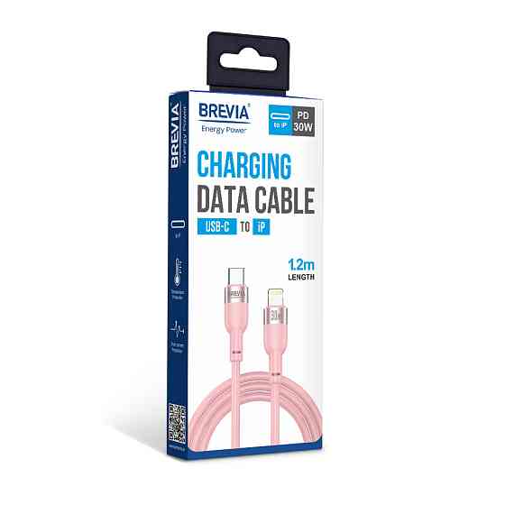 Кабель Brevia Type-C to Lightning 30W 1,2м, рожевий box (52120PCLC1) Львів