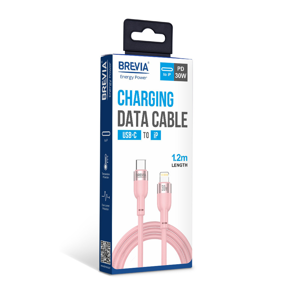 Кабель Brevia Type-C to Lightning 30W 1,2м, рожевий box (52120PCLC1) Львів - фото 4