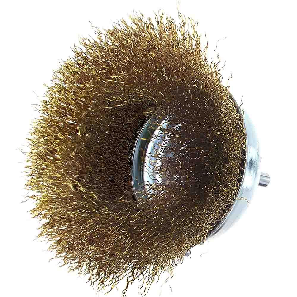 Щітка дротяна чашеподібна Ø100мм хвостовик Ø6мм (латунированная) SIGMA (9015101) Рівне - фото 5