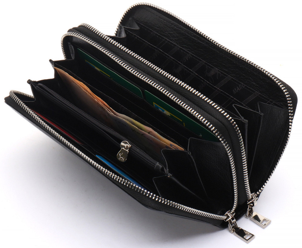 Черный мужской клатч на две молнии из натуральной кожи Marco Coverna MC-801-1 Киев - изображение 5