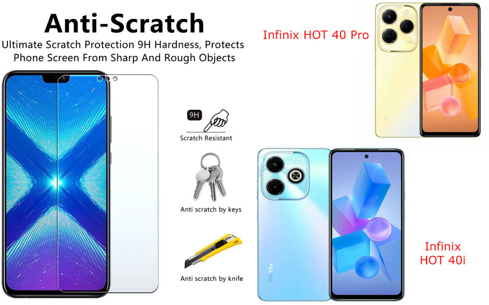Защитное стекло NeoGlass для Infinix HOT 40 Pro, HOT 40i – ультрапрозрачное и устойчивое Киев - изображение 1