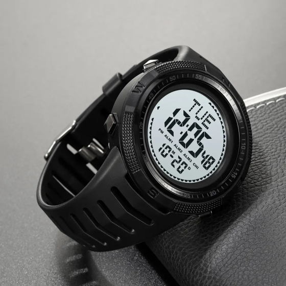 Часы мужские спортивные с компасом Skmei 2147 Compass (Черные с белым циферблатом) Винница