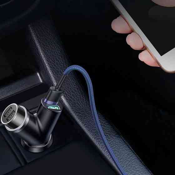 Автомобільний заряд Baseus Y-Type 3.4A 2USB + прикурювач CCALL-YX01 (Чорний) Миколаїв