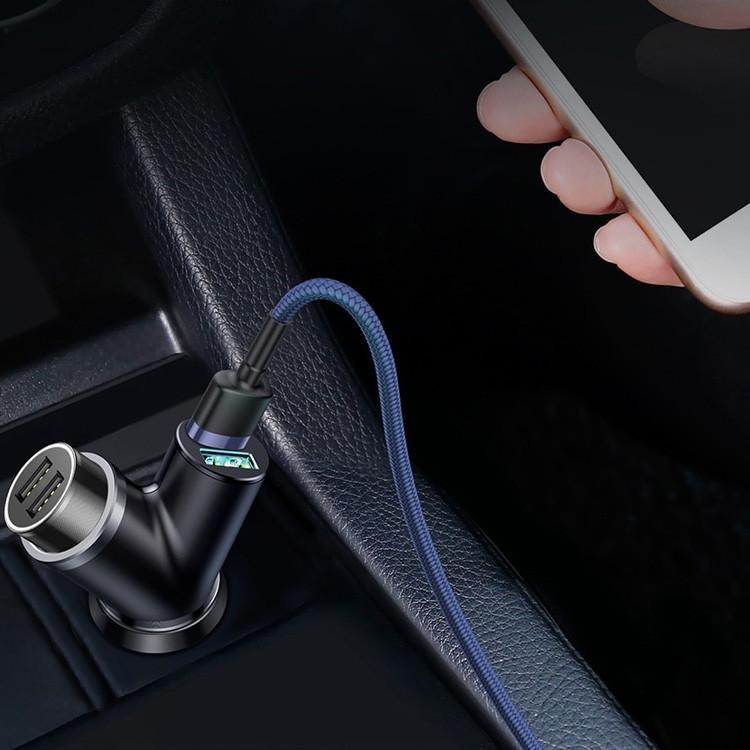 Автомобільний заряд Baseus Y-Type 3.4A 2USB + прикурювач CCALL-YX01 (Чорний) Миколаїв - фото 4