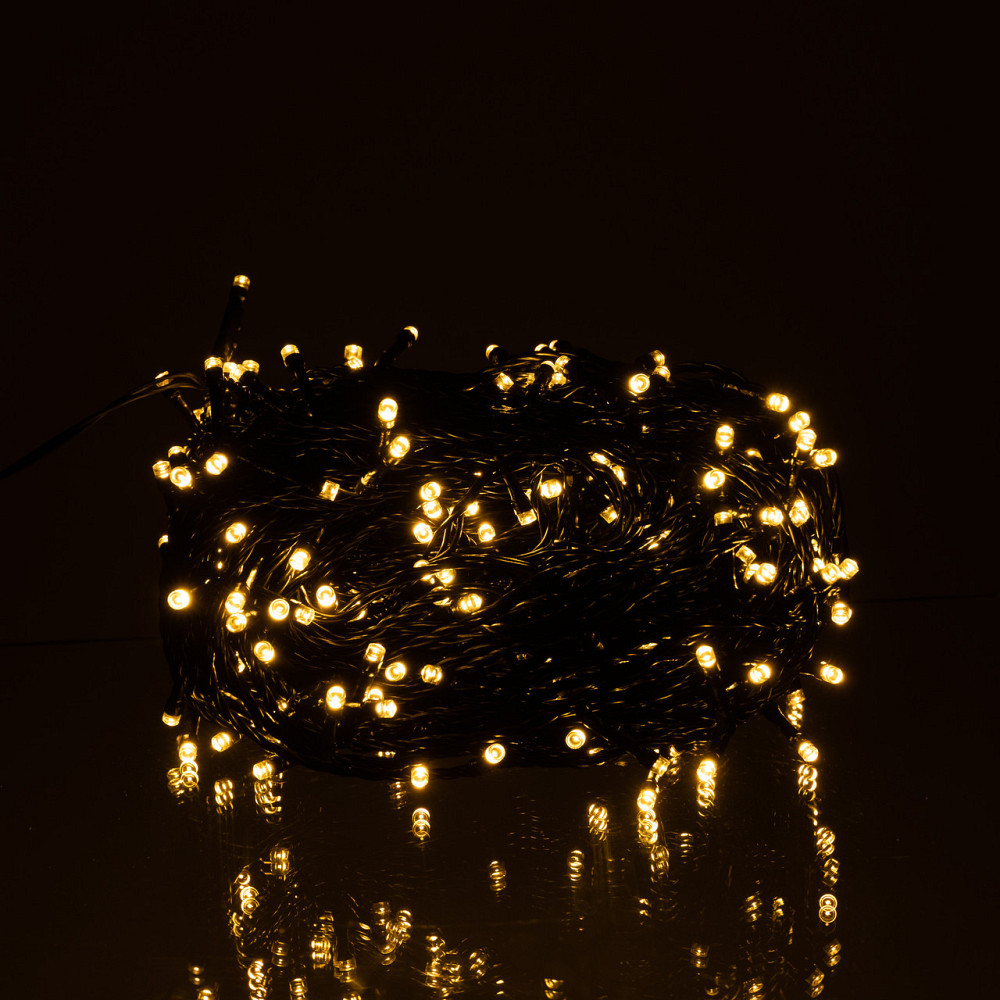 Гірлянда Нитка 30м 300 LED жовта на чорному проводі Київ - фото 2