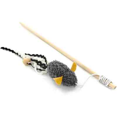 Игрушка для кошек Hippie Pet Вудка з мишкою сіра 40 см (HIPCW2303009P) Винница