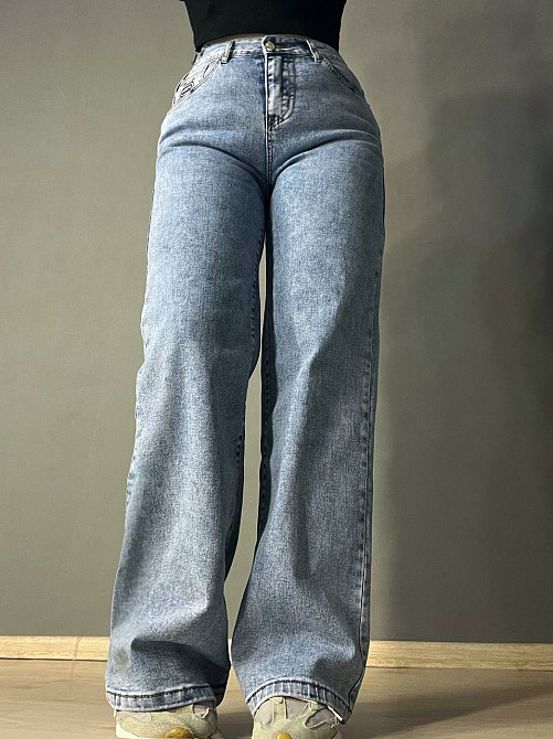 Джинсы женские Meecaloo 6010 palazzo jeans comfort облегченные палаццо широкие голубые, голубой, З2, Одесса - изображение 4