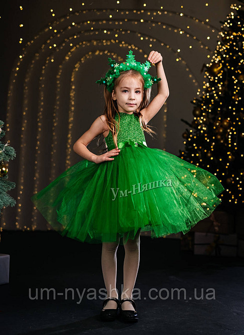 Зелене плаття з блискітками сукня Ялинки Весна Квіточка дівочі Жаби Кривий Ріг - фото 7