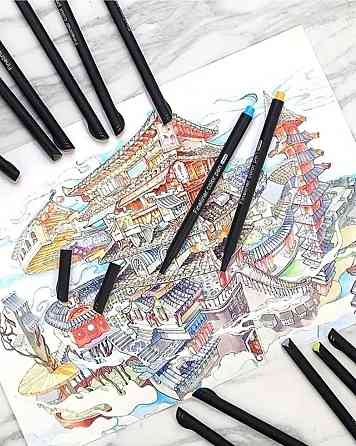 Набір різнокольорових лінерів Fineliner Color 48 кольорів, професійний набір лінерів для скетчів та малювання Кам'янець-Подільський