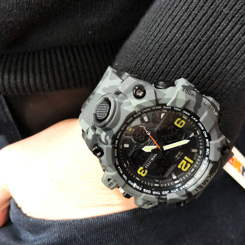 Годинник чоловічий спортивний з крокоміром SKMEI 1155BCMGY, Новий командирський годинник GV-53 Львів - фото 15