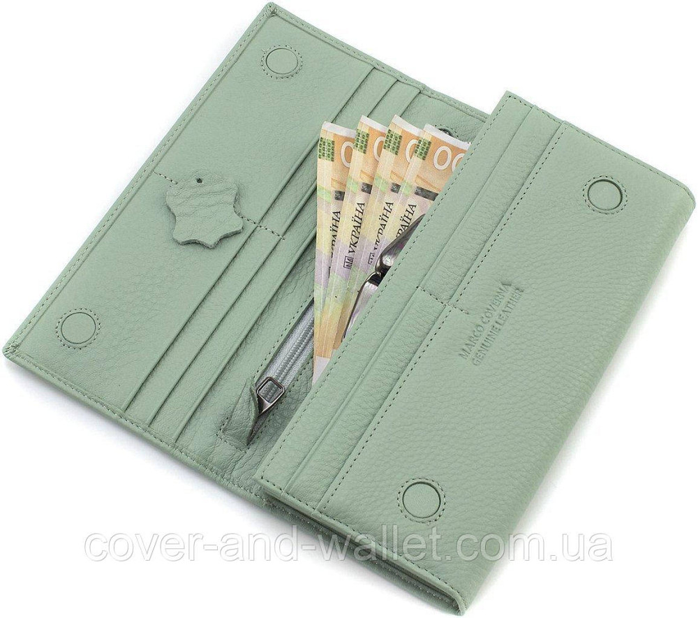 Элитный женский кошелек из натуральной кожи мятного цвета Marco Coverna W 001 Light Green Киев - изображение 5