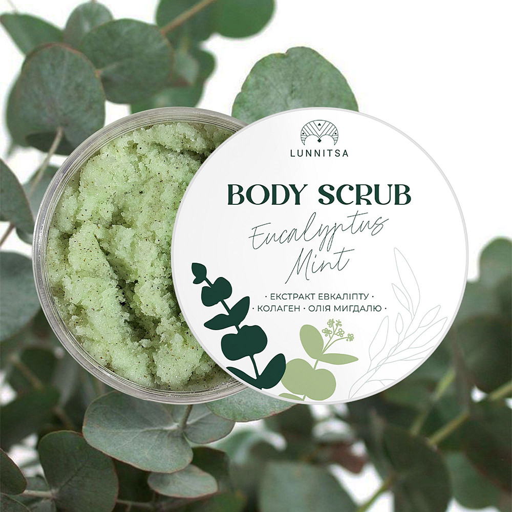 Скраб для тіла сольовий Eucalyptus & Mint з екстрактом евкаліпту та олією мигдалю Lunnitsa 300 г Київ - фото 2