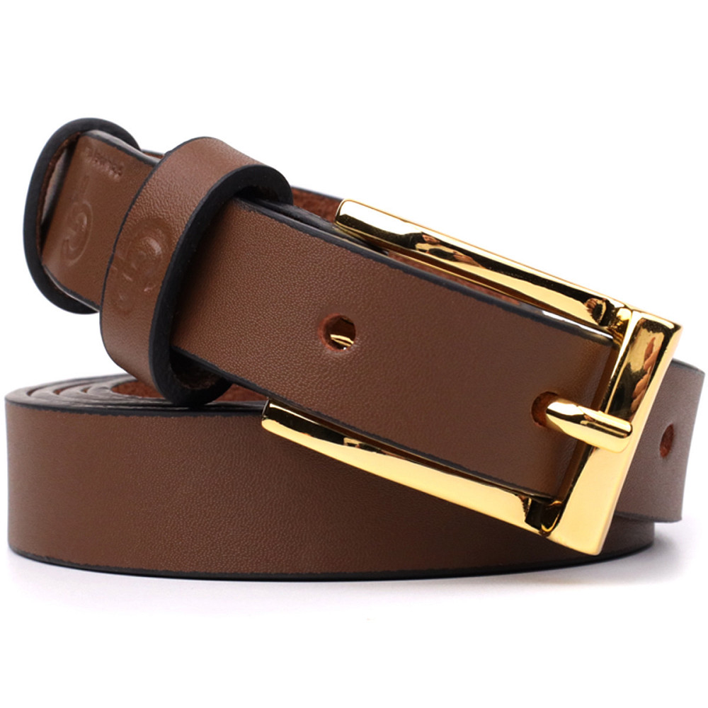 Модный узкий кожаный ремень для женщин Светло-коричневый (GRANDE PELLE) Киев - изображение 6