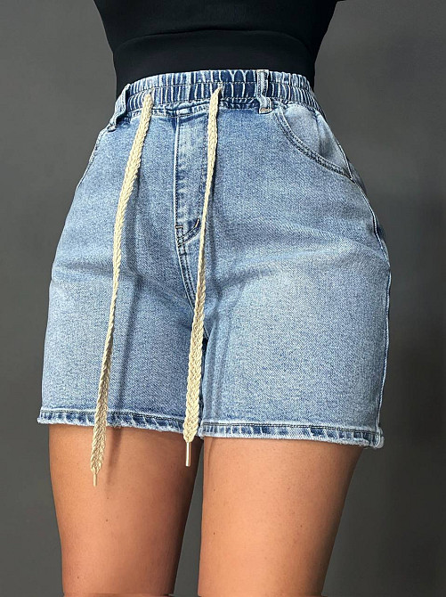 Шорти жіночі джинсові Liana 4-026 з резинкою на талії та шнурком стрейчеві блакитні , блакитний, 33, 33, 95 см, 117 см Київ - фото 10