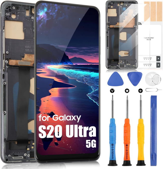 Дисплей ARSSLY Incell для Samsung Galaxy S20 Ultra 5G SM-G988, LCD модуль с сенсором и рамкой, черный Киев - изображение 2