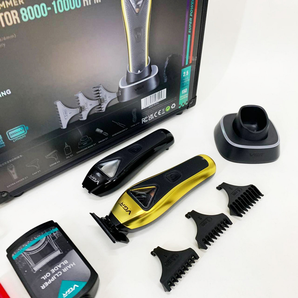 Професійна акумуляторна машинка для стрижки VGR, Машинка для стрижки волосся з різними насадками GN-55 Львів - фото 11