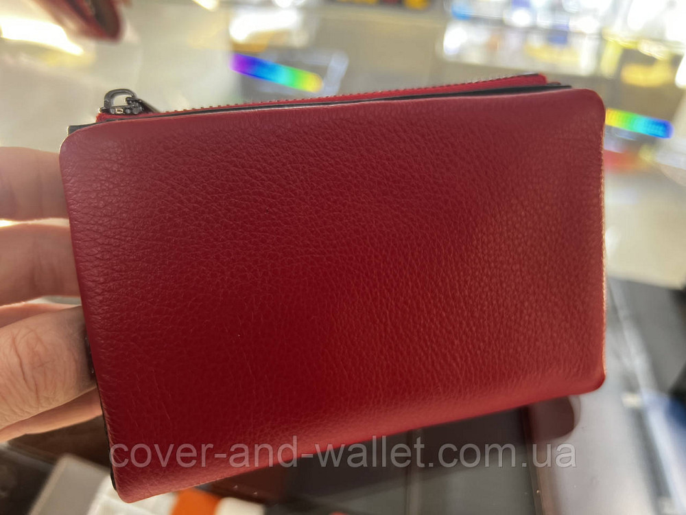 Стильний жіночий шкіряний гаманець невеликого розміру червоно-чорний Helen Verde 0811 Київ - фото 13