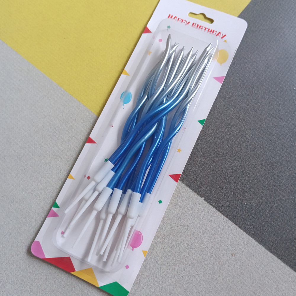 Свічки для торта "хвилясті" 12 шт. сині градієнт Київ - фото 1