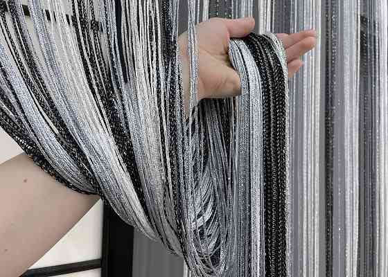 Шторы-нити с люрексом Черный с серо-белым 300х300см 1 шт (61-076) Киев