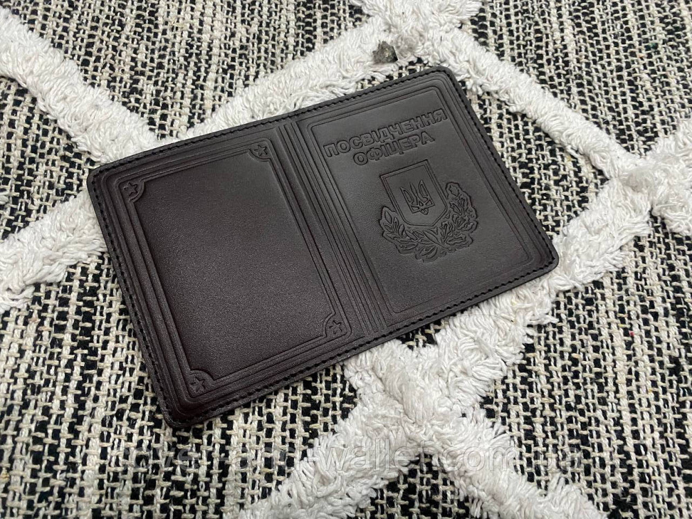 Шкіряна обкладинка на посвідчення офіцера (темно коричнева) Київ - фото 3