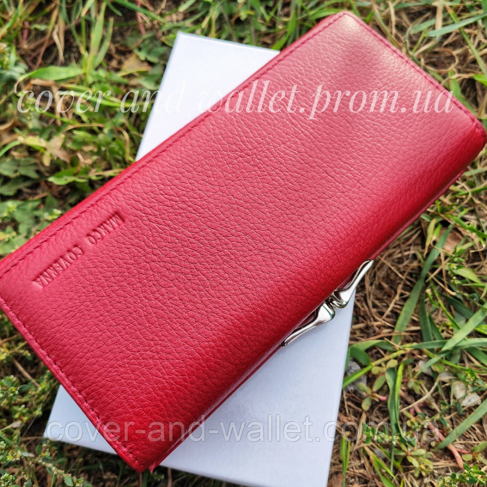 Класичний шкіряний жіночий гаманець бордового кольору на магнітах MC 1412 Київ - фото 8