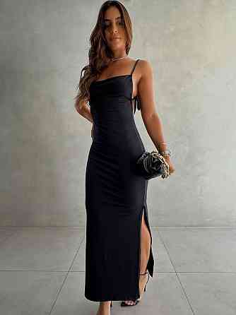 Женское романтичное элегантное платье с открытой спиной турецкое вискоза Черный, 46/48 Одесса