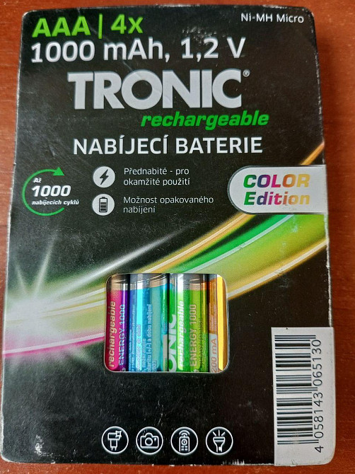 Акумуляторні батареї Micro-NiMH AAA HR03 1000 mAh 1.2v 4 шт кольорові TRONIC Полтава - фото 1