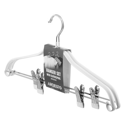 Плечики Ardesto Металлические с ПВХ покрытием С прищепками Белые 42 см 2 шт. (ARHC2802WC) Винница - изображение 2