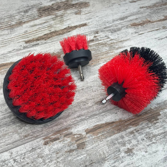 Набор щёток-насадок 3 шт для дрели и шуруповёрта, нейлоновые щётки для авто и дома Киев