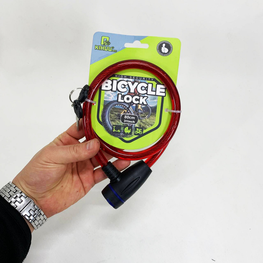 Замок велосипедный KIHUU LOCK 187, 12*80 тросовый, 2 ключа. Цвет: красный NI-19 Львов - изображение 2