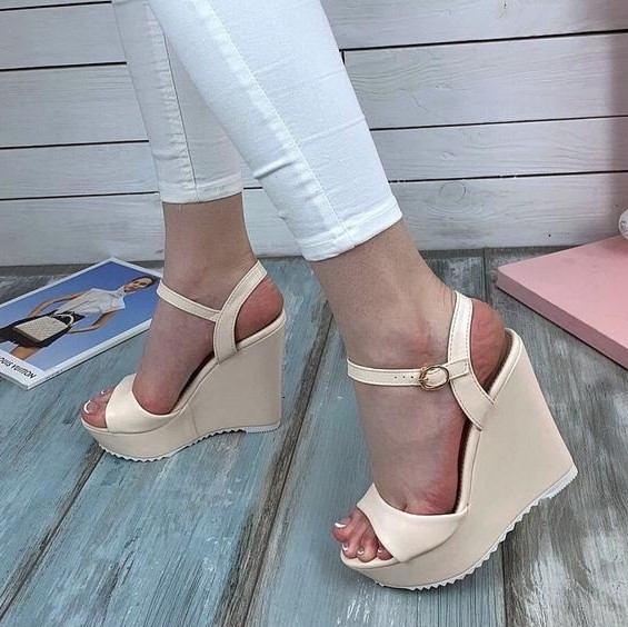 Жіночі Сандалі Босоніжки на Танкетці Платформа Бежеві Літні (розміри: 36,37,38,39,40) — 33 Дніпро - фото 8