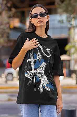 Футболка з аніме принтом Арторіас Абйсс Дарк Соулс оверсайз (S/M/L) Чорний AnimeJ0854 Дніпро